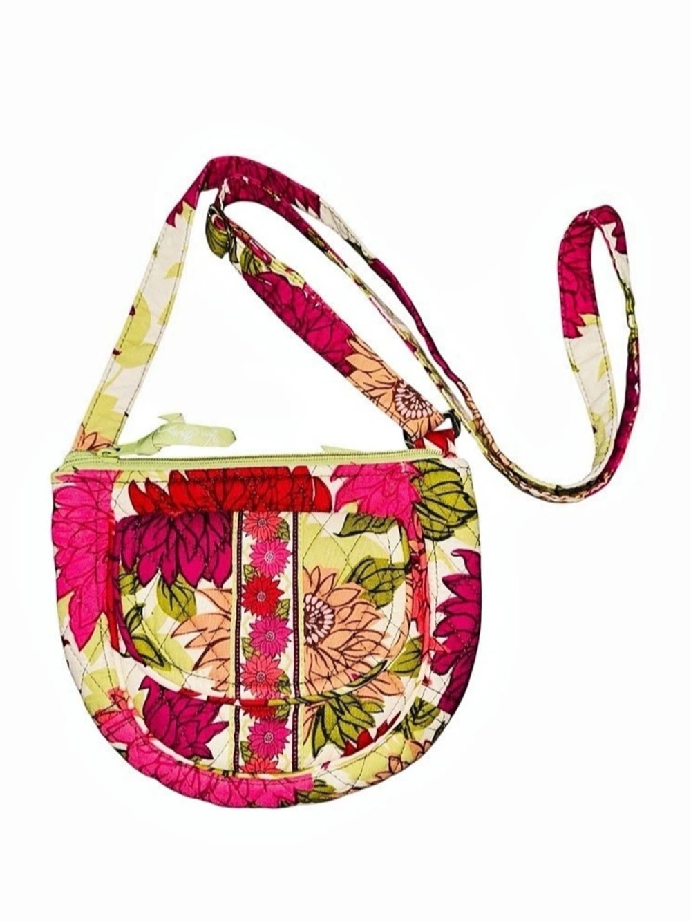 Vera Bradley Mini Crossbody Floral Pink/Green Quilted Bag